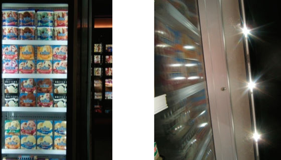 Κατεψυγμένη κατακόρυφος περιπτώσεων επίδειξης απόδοσης φωτισμού οδηγήσεων υπεραγορά